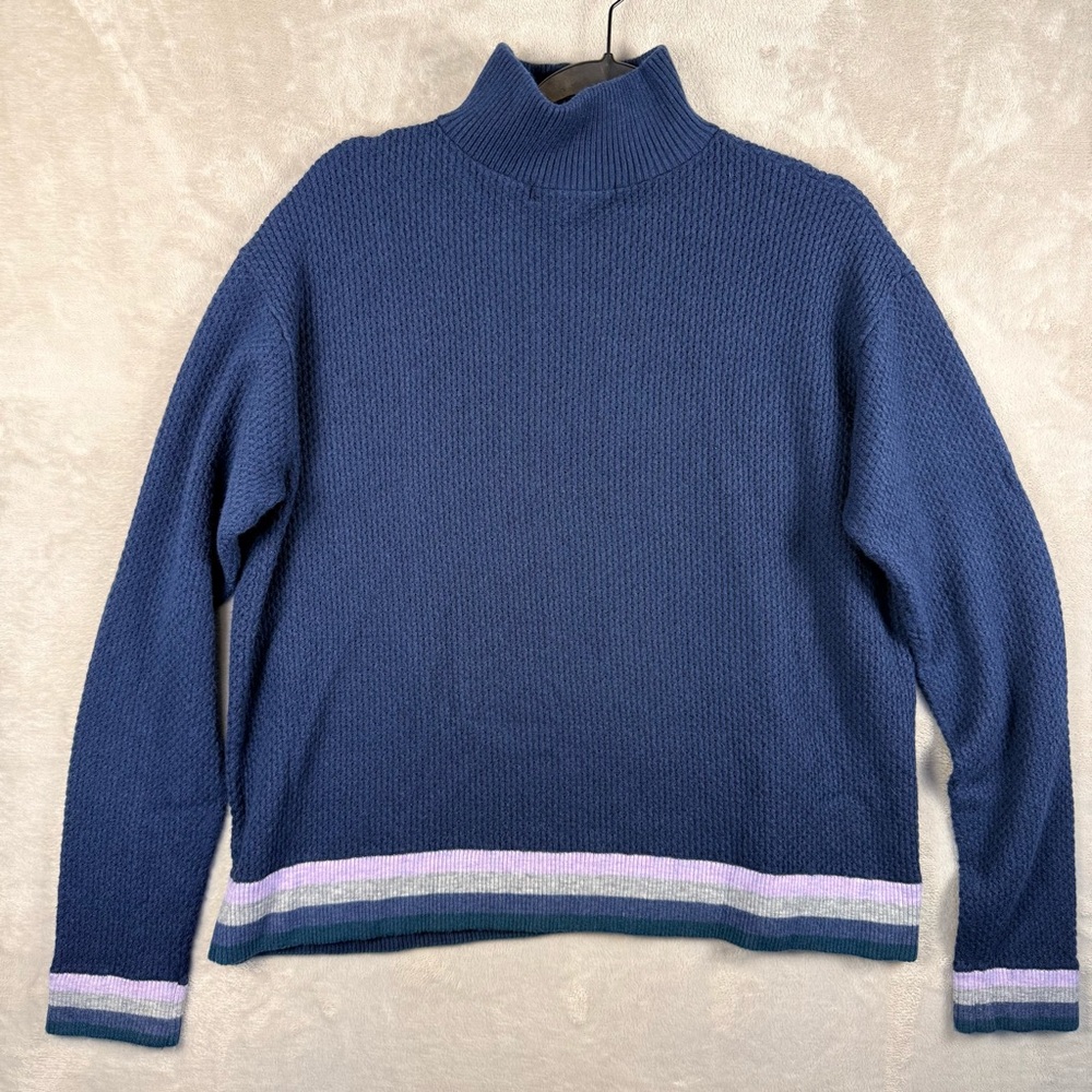 Title Nine Woolicious Merino Wool Blend Waffle Knit 1/4 Zip Pullover Sweater L - Picture 2 of 8